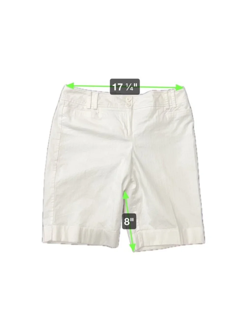 Ann Taylor LOFT Size 12 White Button Close Bermuda Shorts Coastal Beachy